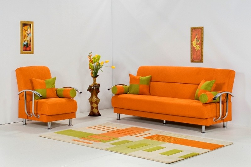 modern orange sofa living room